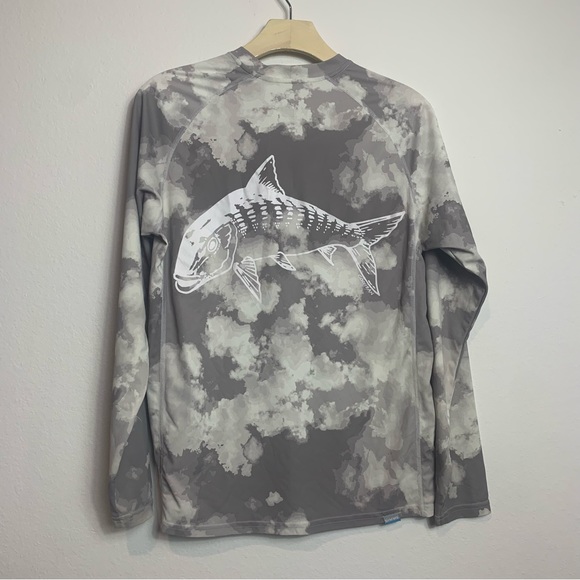 Simms Solarflex Fishing Shirt Men Small Gray Camo Long Sleeve UPF50 Performance - Picture 4 of 10
